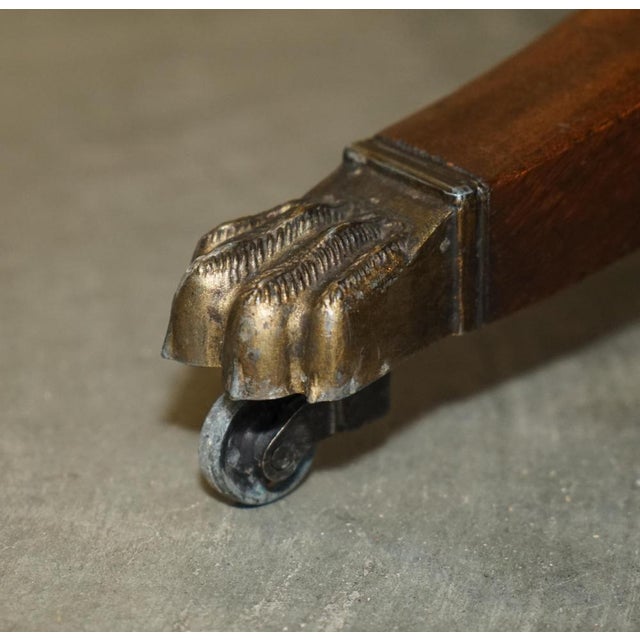 Large Antique Carved Hardwood & Green Leather Tilt Top Centre Table For Sale - Image 11 of 18