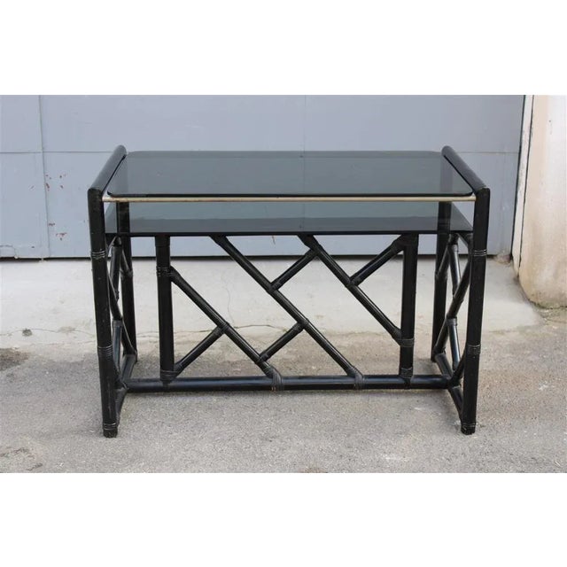 1970s Small Desk in Black Bamboo, 1970s For Sale - Image 5 of 10