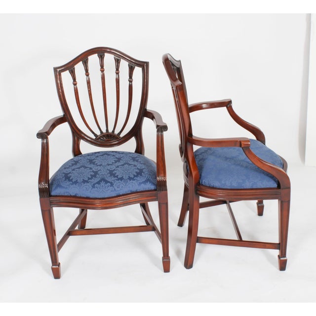 Vintage English Hepplewhite Revival Dining Chairs, Set of 10 For Sale - Image 3 of 18
