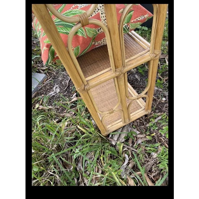 Bamboo Shelving Unit and Storage. Mid Century Modern Bamboo Display Shelf . Wicker and Bamboo Display Stand For Sale In Miami - Image 6 of 10