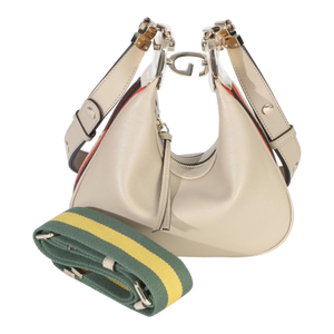 Beige Smooth Calfskin Web Small Attache Shoulder Bag