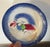 Antique 19th century Hackwood peafowl blue spatterware saucer dish. Decorated with an exotic bird and spatter edge....