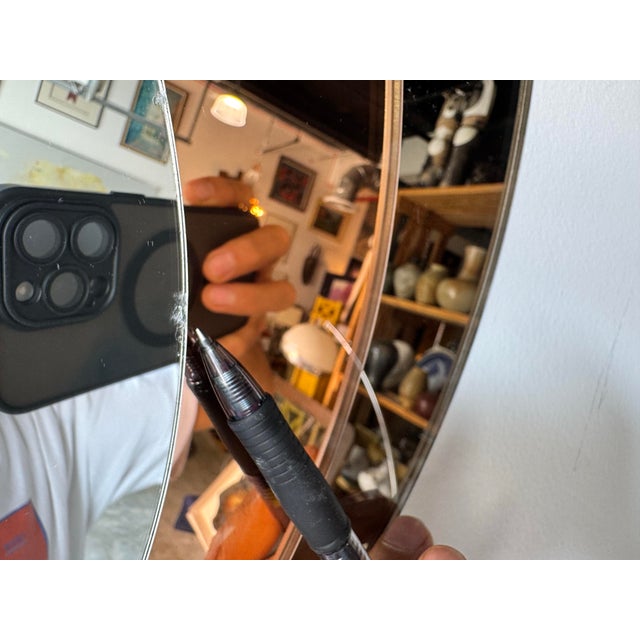 Glass 1980s Postmodern Colored Glass Round Wall Mirror/Sold For Sale - Image 7 of 8