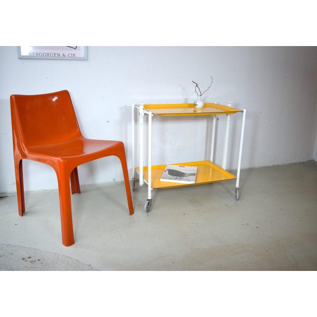 Vintage Space Age Serving Trolley Table in Yellow, 1970s For Sale - Image 6 of 7