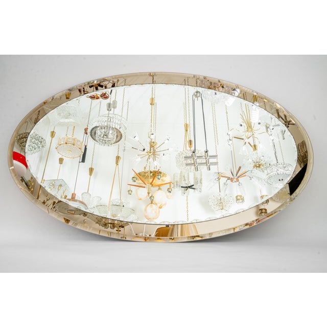 Vintage Italian Oval Mirror, 1960s For Sale - Image 10 of 18