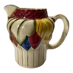 1940s Hj Wood Burslem Handpainted Floral Milk Pitcher England