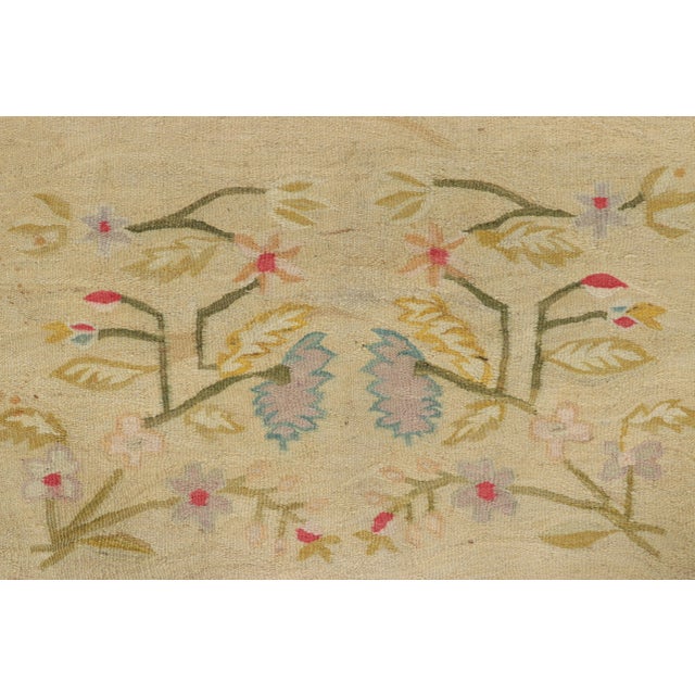 Rug & Kilim Vintage Bessarabian Kilim in Golden-Beige With Colorful Florals - Rug & Kilim For Sale - Image 4 of 7