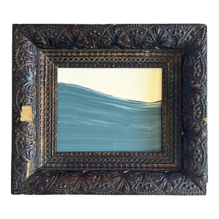 "Waves" Abstract Painting in Antique Frame, Seascape Painting Transitional Wall Art by JTS For Sale
