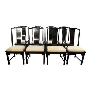 1980s Century Furniture Chin Hua Asian Chinoiserie Dining Chairs - Set of 8 For Sale