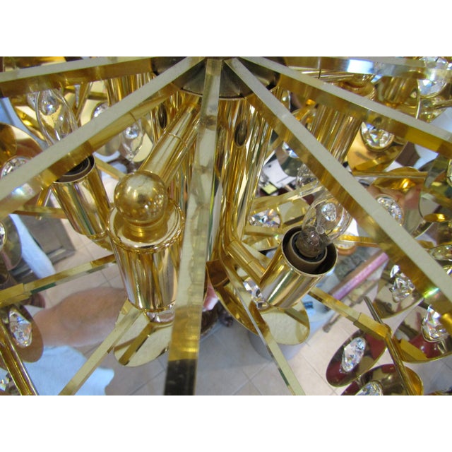 1970s Rare Gold Plated Brass Austrian Crystal Chandelier Attributed to Palwa For Sale - Image 16 of 16