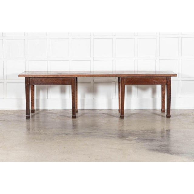 English Monumental Oak Library Table, 1930s For Sale - Image 10 of 16