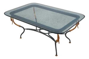 Regency Iron Swan Base Glass Top Coffee Table