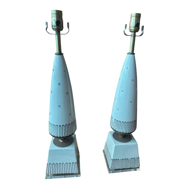 Mid 20th Century Art Deco Ceramic Table Lamps - Pair For Sale