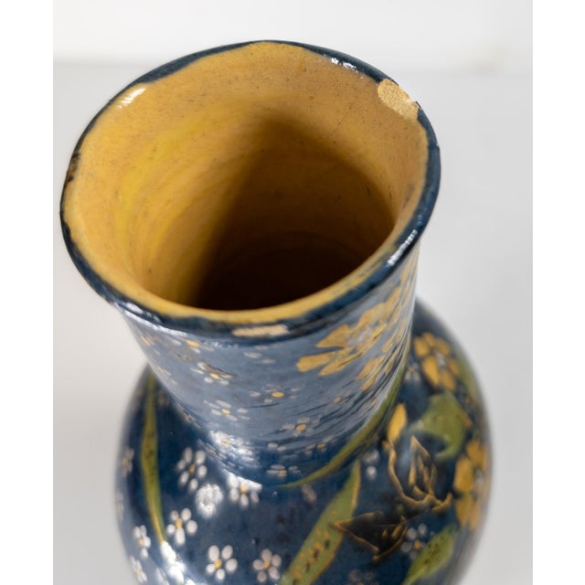 Ceramic 19th Century French Art Pottery Hand Painted Vase in Aesthetic Japonisme Style For Sale - Image 7 of 10