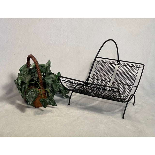 Black 1950s Wrought Iron Magazine Rack Mid Century Modern For Sale - Image 8 of 12