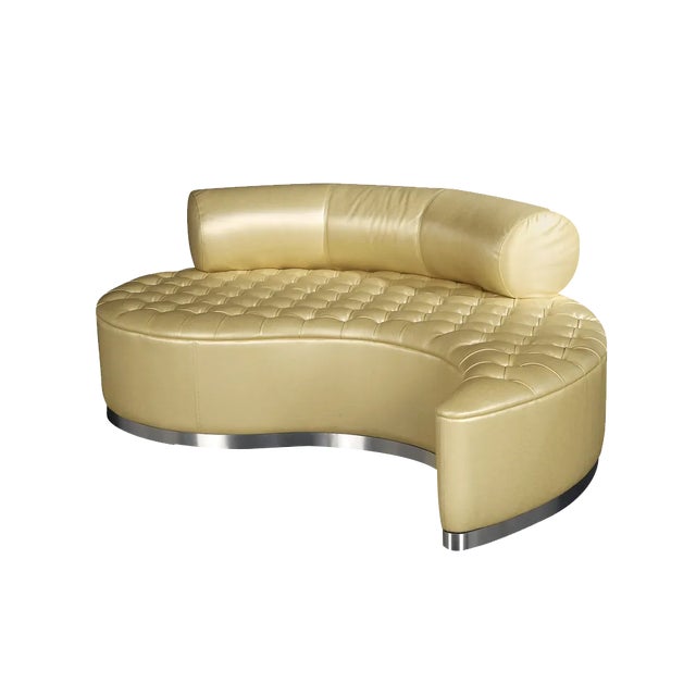 Italian MARILEN Pouf with Backrest in Capitonne Eco-Leather from VGnewtrend For Sale