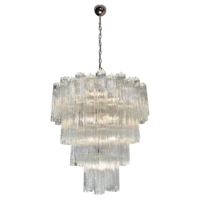 Italian Chandelier in Transparent Murano Glass, 1990, Set of 2 For Sale - Image 4 of 17