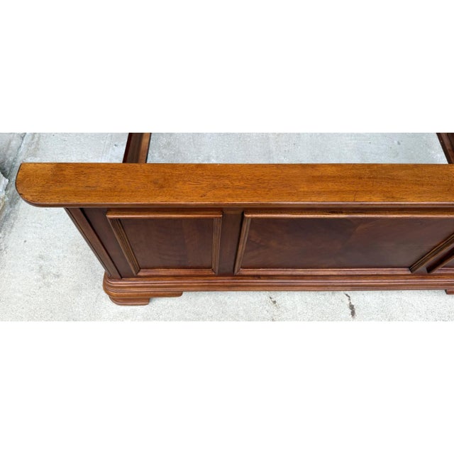 Brown Cherry Finish Queen Size Paneled Bed Frame For Sale - Image 8 of 12