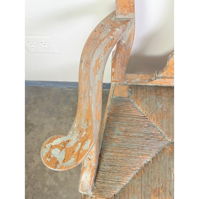 Set of Eight Queen Anne Dining Chairs, Carved Wood, Distressed Finish For Sale - Image 4 of 16