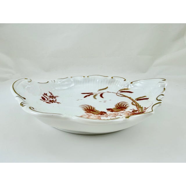 Italian 1980s Richard Ginori Siena Rust Rooster Scalloped Serving Dish - Italy For Sale - Image 3 of 4