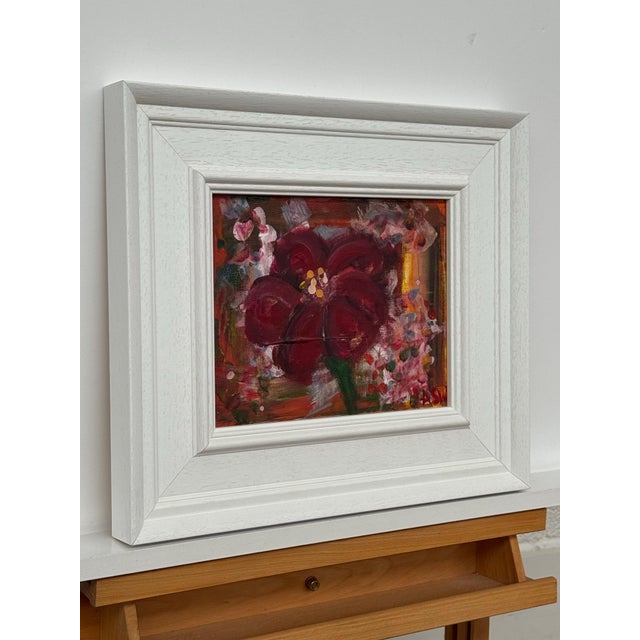 Angela Wakefield Ameryllis Study 1 - Miniature Abstract Floral Canvas Art by Contemporary Artist 2005 For Sale - Image 4 of 11
