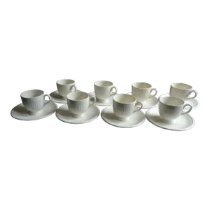 Mid-Century Wedgwood England Etruria Demitasse Coffee Cups & Saucers Set- 16 Pieces