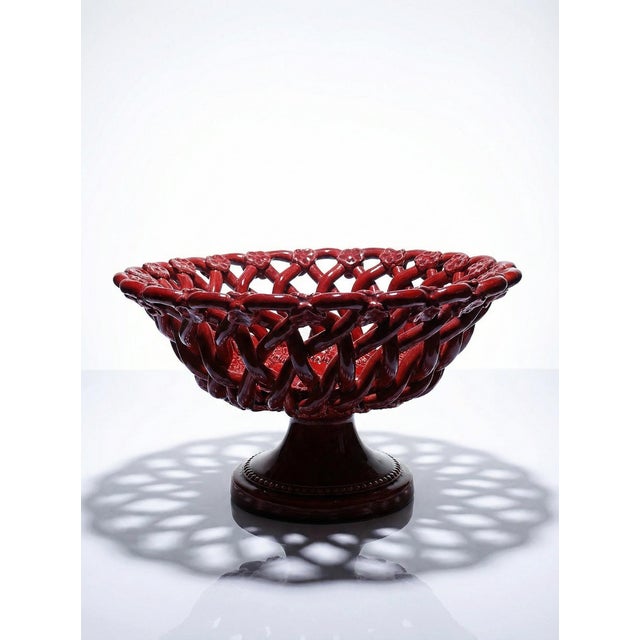 Small Vintage Red Braided Openwork Ceramic Bowl from Pichon Uzès, 1980s For Sale - Image 10 of 10
