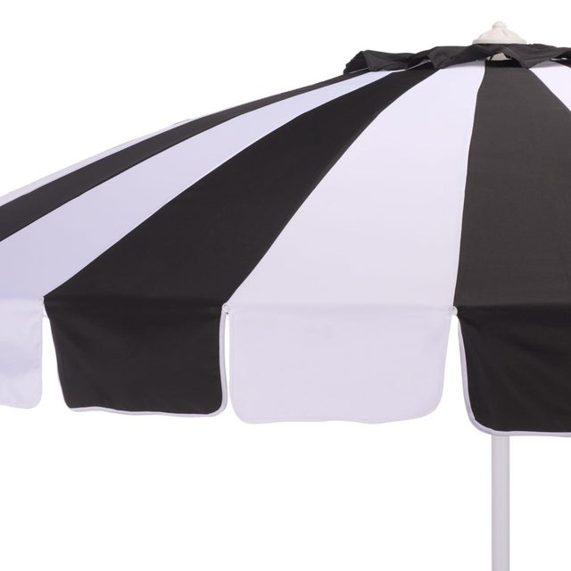Modern Buti 9 Ft Crank Umbrella, Black Cabana Stripe/White Pole For Sale - Image 3 of 8