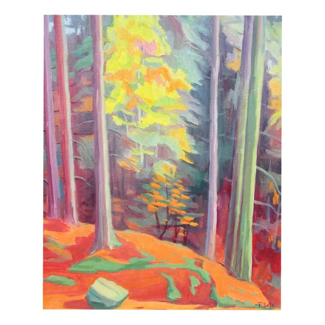 Alfred (Fredi) Schneider, Autumn Forest, 1980s, Oil Painting on Canvas, Framed For Sale