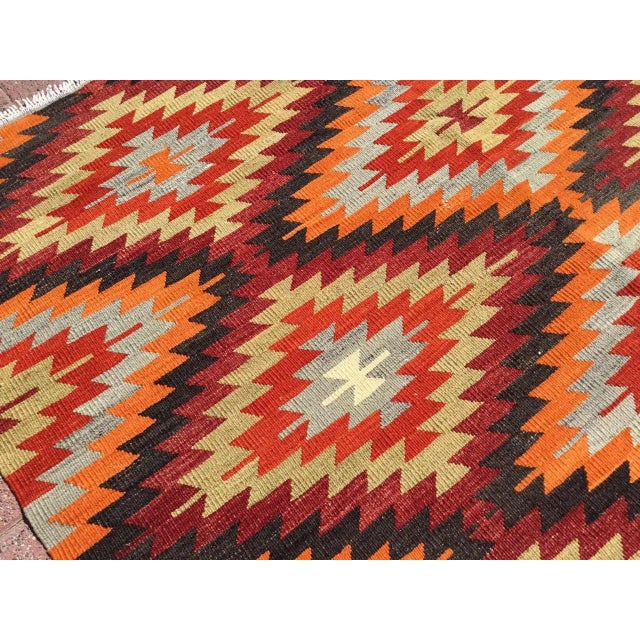 Late 19th Century Handmade Kilim Rug- 72.5" X 105" For Sale - Image 4 of 10