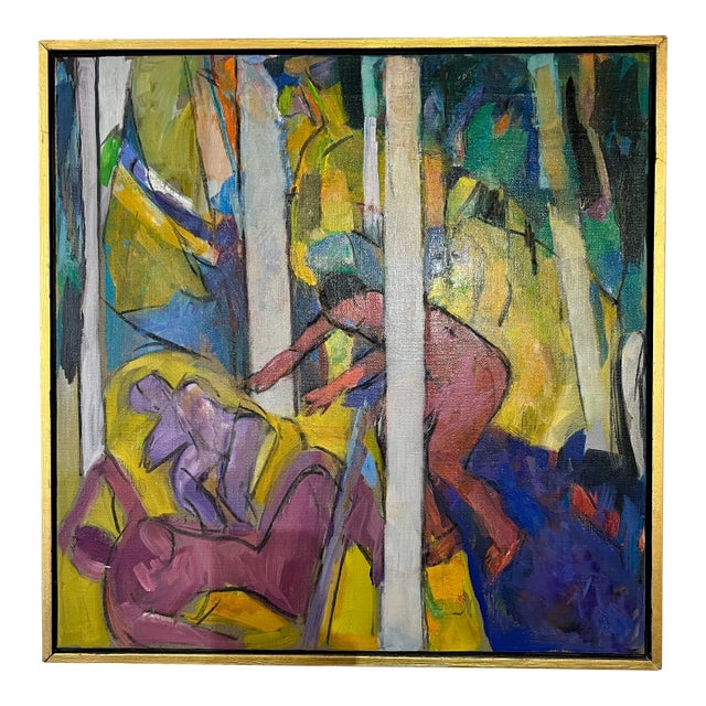 Colorful Figural Painting on Canvas For Sale