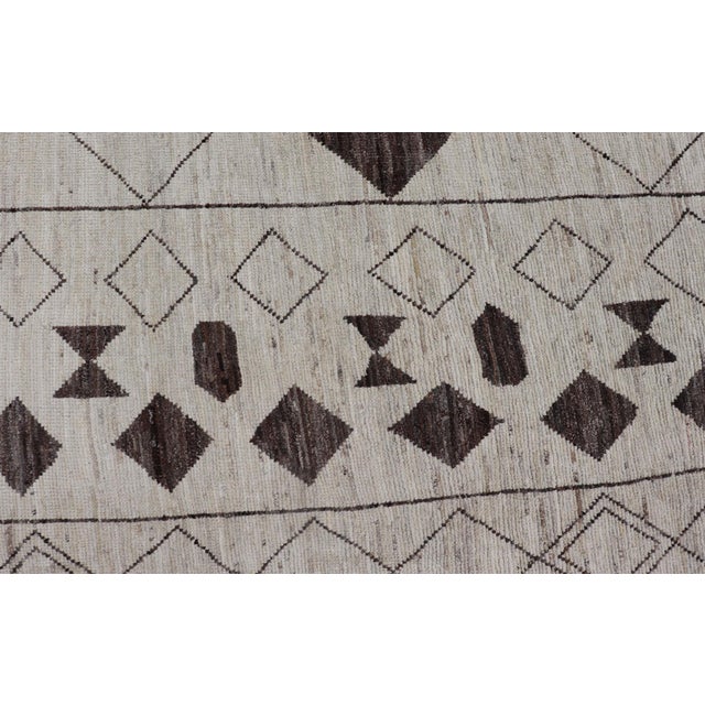 Ivory Moroccan Style Brown and Ivory Rug by Keivan Woven Arts 10'1 X 14'3 For Sale - Image 8 of 13