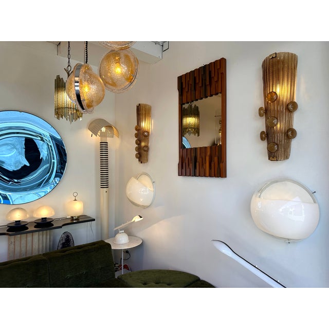 Mid-Century Modern Contemporary Pair of Brass and Murano Glass Macaroons Sconces, Italy For Sale - Image 3 of 12