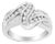 10K White Gold Ring 3/4 Cttw Round and Baguette-Cut Diamond Bypass Ring (H-I Color, I2-I3 Clarity) - Size 6 For Sale