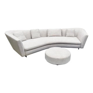 Minotti Seymor Semi Round Sofa With Matching Ottoman (Labeled) For Sale