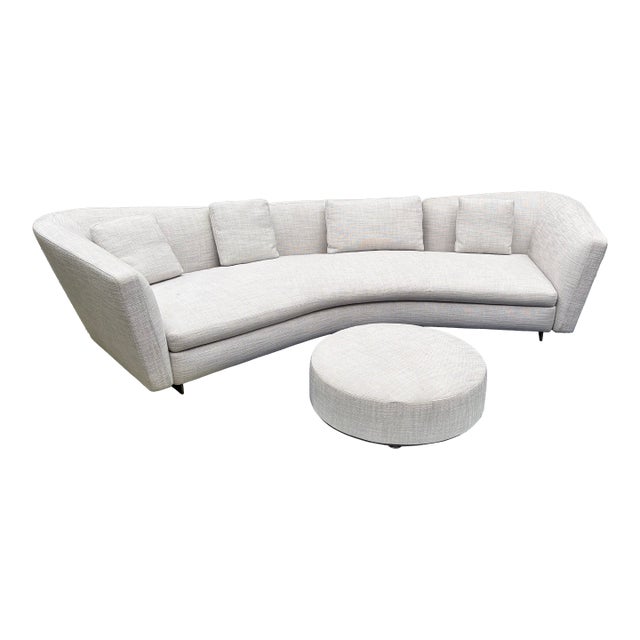 Minotti Seymor Semi Round Sofa With Matching Ottoman (Labeled) For Sale