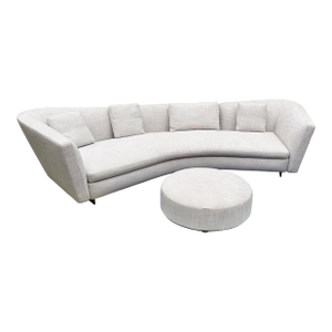 Minotti Seymor Semi Round Sofa With Matching Ottoman (Labeled)