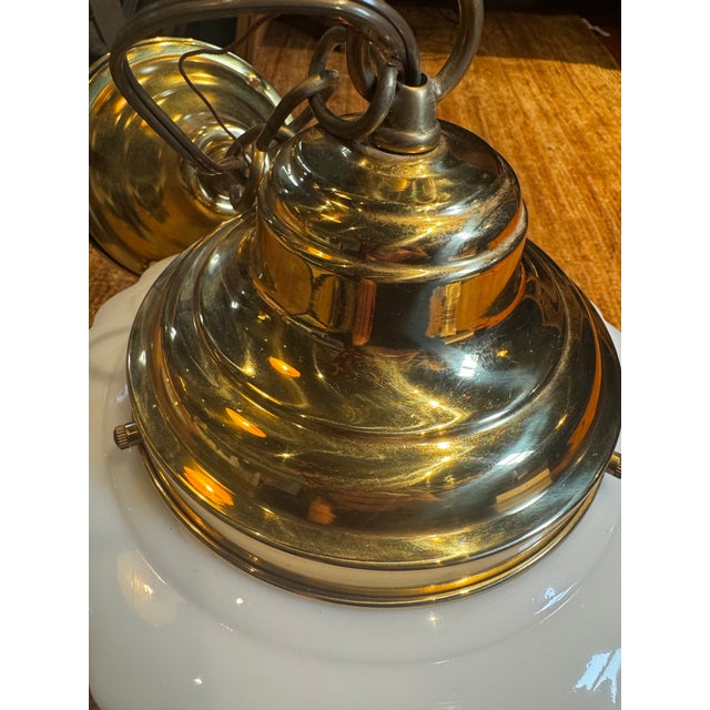 Custom 1930s Pendant Lights with Milk Glass For Sale In Providence - Image 6 of 7