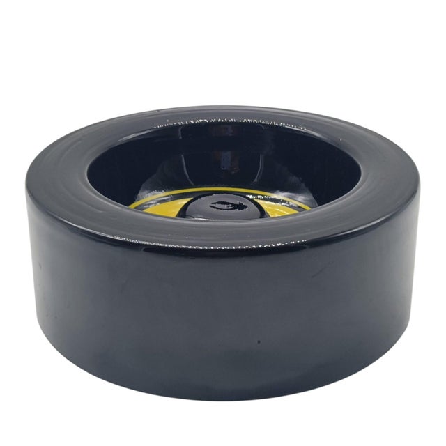 Mid-Century Modern Black and Yellow Glass Sculptural Centrepiece, Italy, 1970s For Sale - Image 3 of 6