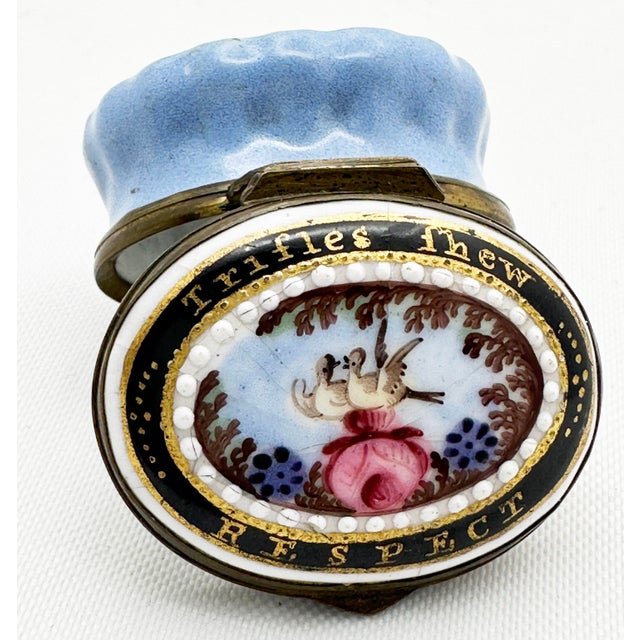 Battersea Bilston Enamel 'Trifles Show Respect' Motto Patch Box Circa 1790 For Sale - Image 10 of 10