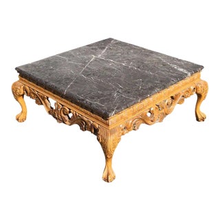 Late 19th Century Ornate Italian Carved Marble Coffee Table For Sale