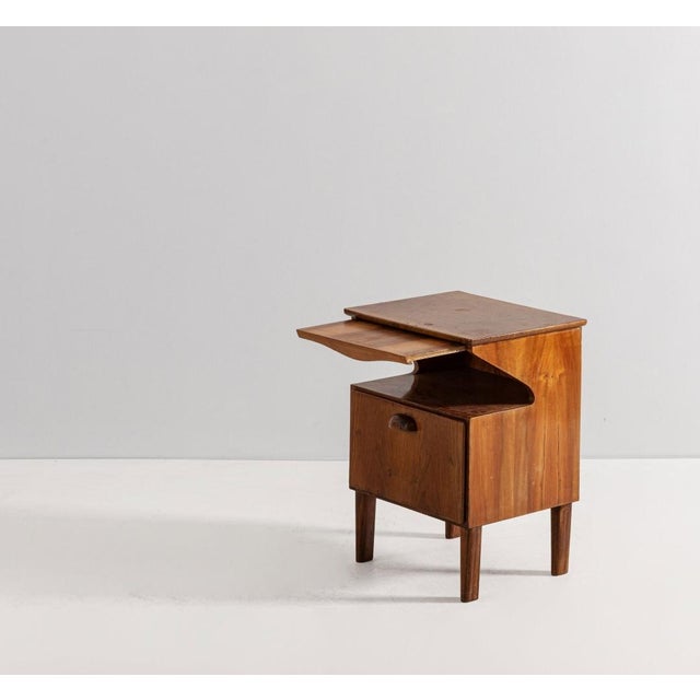 Wooden Bedside Table with Pull-Out Top attributed to Mario Cereghini, 1940s, in Very Good conditions. Designed 1920 to...