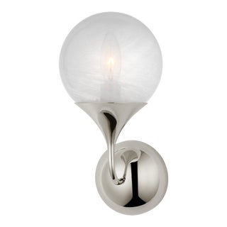 AERIN for Visual Comfort Signature Cristol Small Single Sconce in Polished Nickel with White Glass For Sale