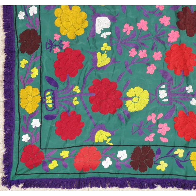Textile Late 20th Century Suzani Style Textile, Red, Yellow, Floral, Colorful For Sale - Image 7 of 15