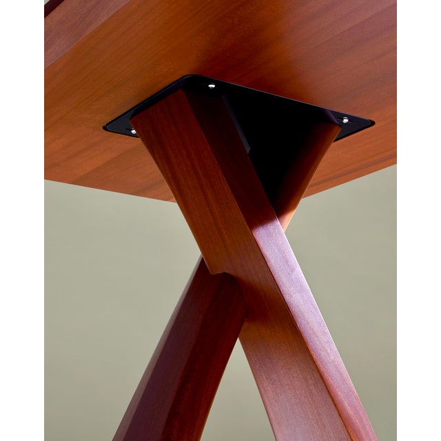 Wood Custom Double Pedestal X-Form Dining Table by Michael Maximo, Made to Order For Sale - Image 7 of 7