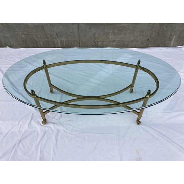 Brass Mid-Century Modern Brass Profile Glass Top Coffee Table Italy For Sale - Image 8 of 13