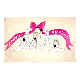 Lanvin of Paris Original Advertising Watercolor Christmas Artwork For Sale