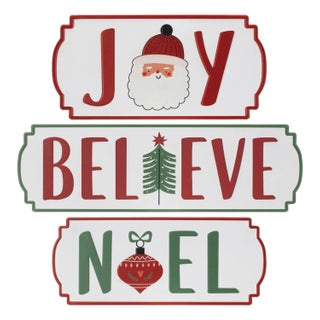 Metal Holiday Sentiment Plaque (Set of 3) For Sale