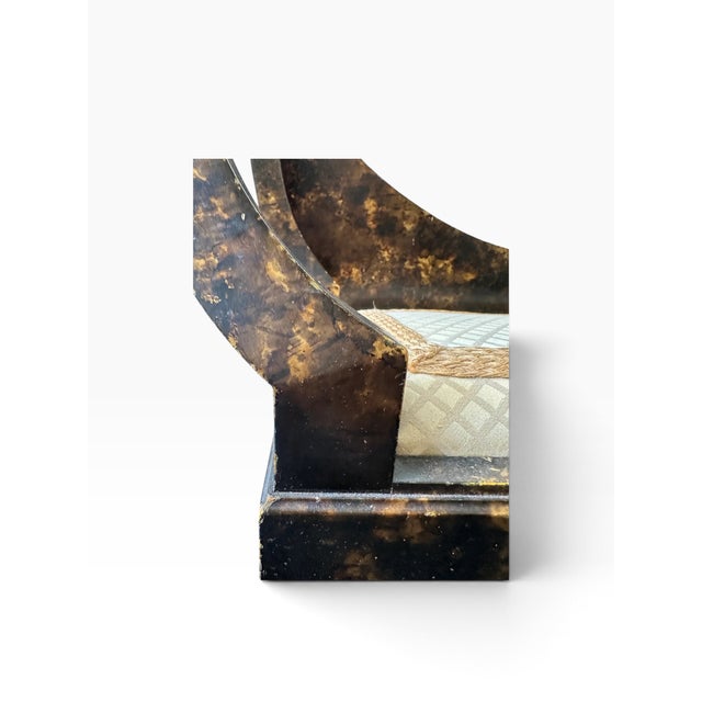 Mid 20th Century Italian Neoclassical Style Faux-Tortoiseshell & Gold Leaf Curule Window Bench For Sale - Image 12 of 16
