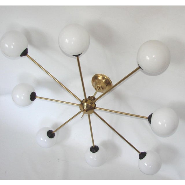 Brass, Metal and Glass Chandelier from Stilnovo, 1960s For Sale - Image 4 of 10